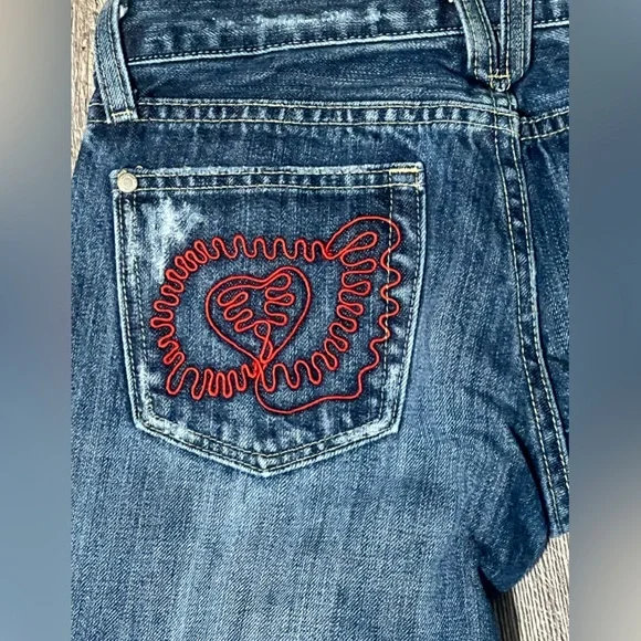 Miss Me WOODSTOCK Hippie Patch Embroidered Distressed Jeans 26 - Picture 8 of 11